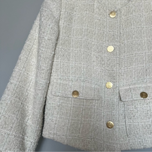 MARK EDWARDS Tweed Blazer | White & Gold | Size: M | Women - Picture 4 of 8